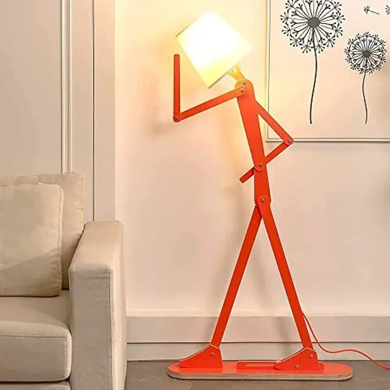 LampeHub Orange / White light / UK Plug DIY Floor Light LED Humanoid Puppet Sofa with Personalized Decoration Cartoon Bedroom Standing Light