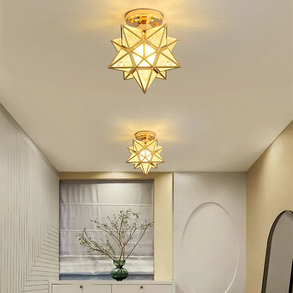 LampeHub Pentagram Corridor Aisle light Modern Golden Entrance Balcony Cloakroom Star Ceiling Lights Dining Room Kitchen Lamp Deco