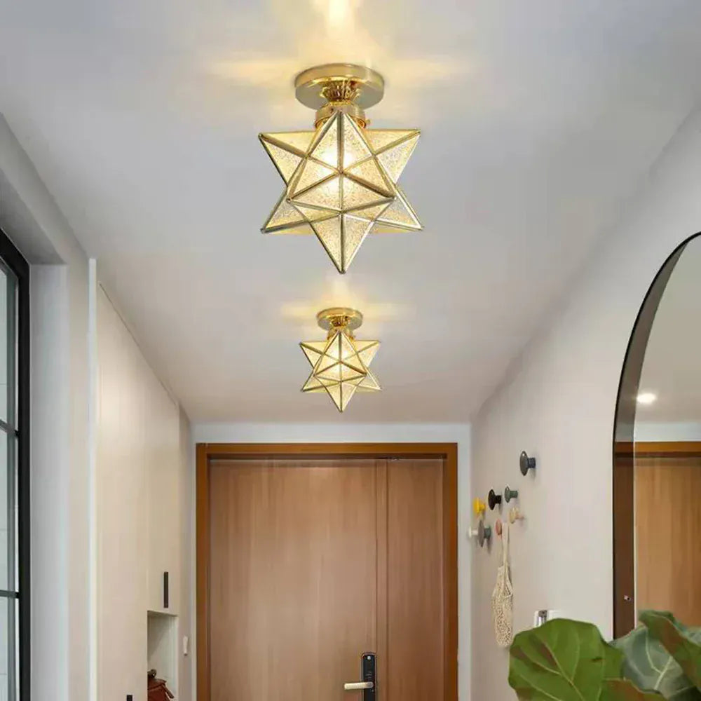LampeHub Pentagram Corridor Aisle light Modern Golden Entrance Balcony Cloakroom Star Ceiling Lights Dining Room Kitchen Lamp Deco
