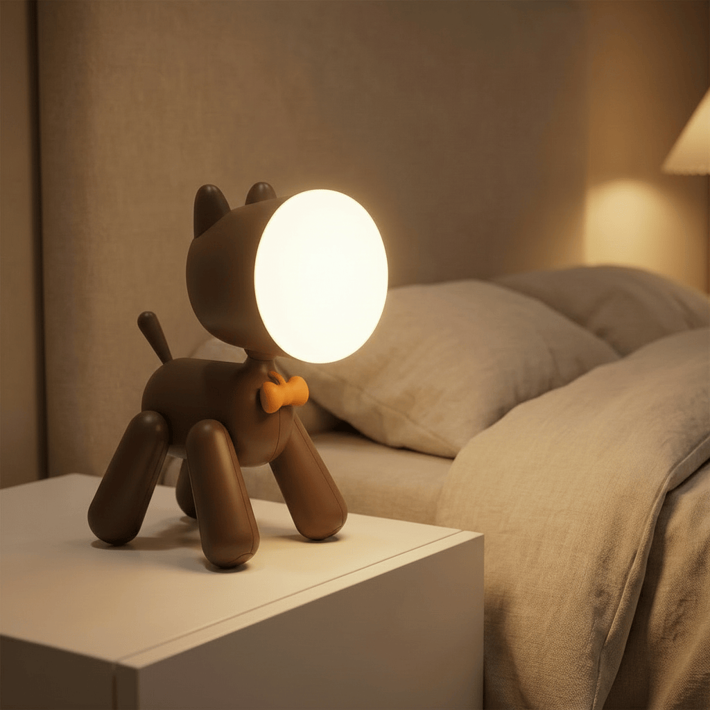 LampeHub Petite Lampe de Chevet Enfant Marron