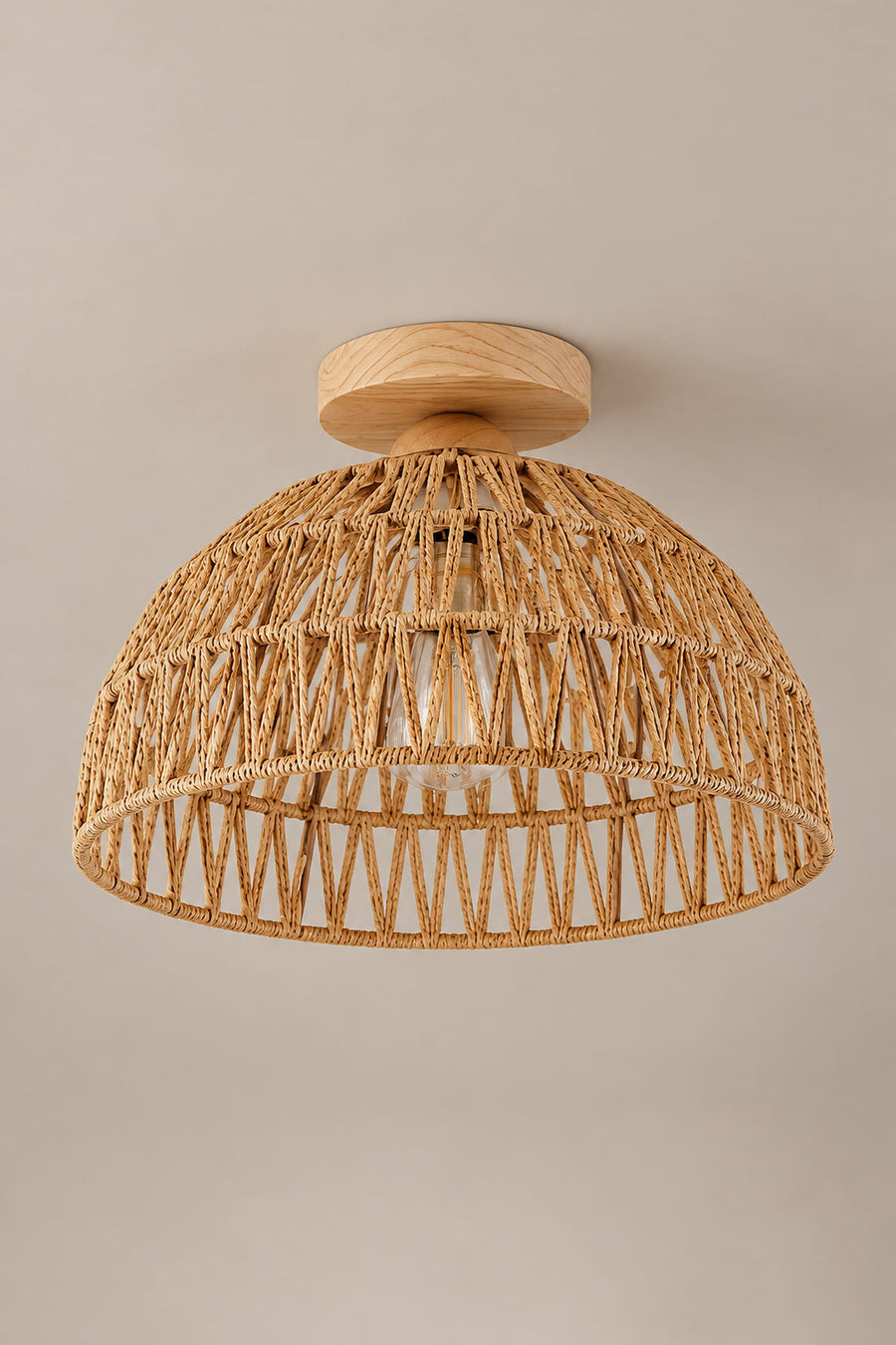 Plafonnier Rotin Tressé – Dôme Wabi-Sabi