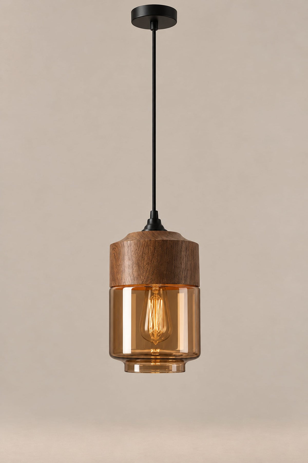 LampeHub Rectangle / Ampoule non incluse Suspension Luminaire Bois