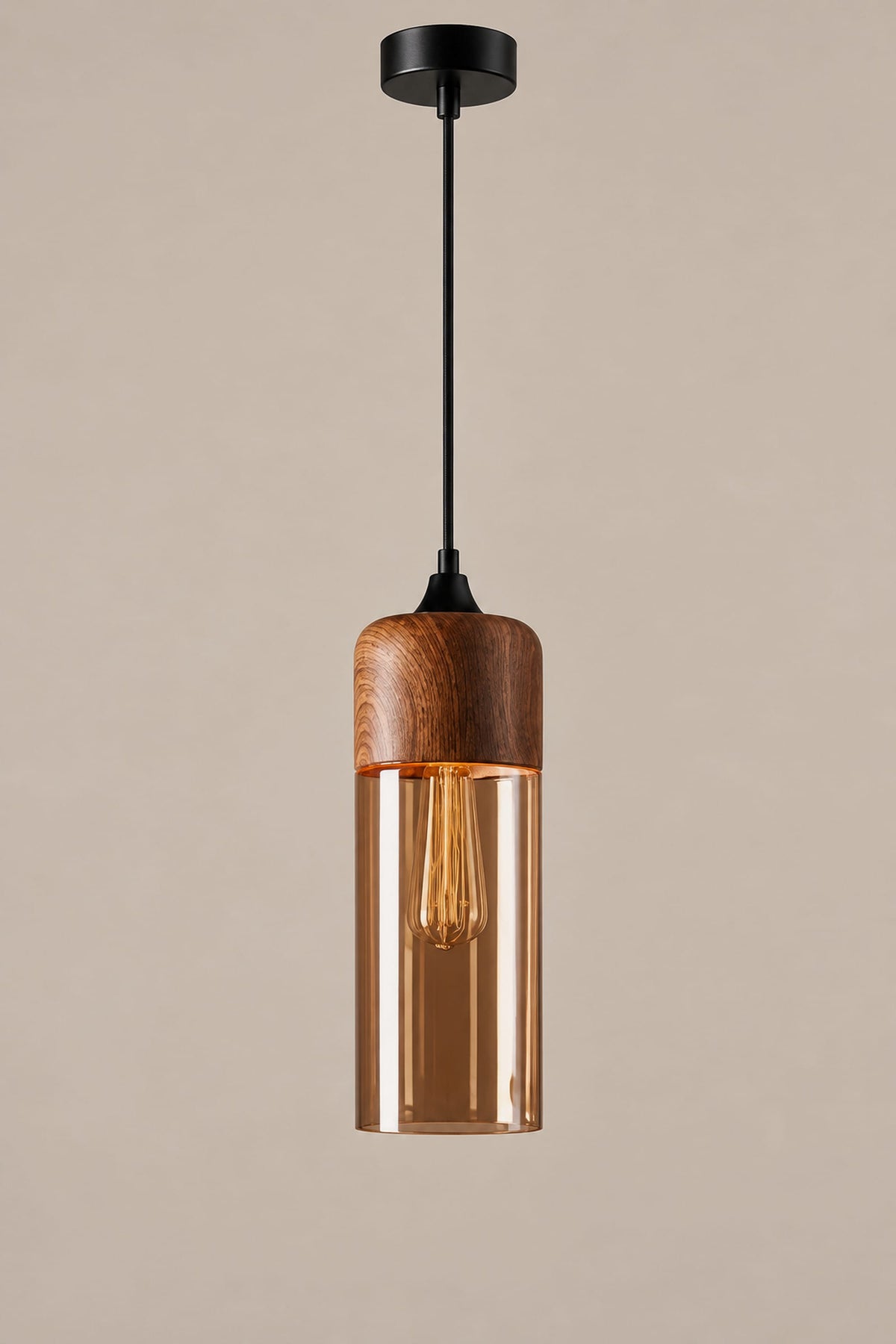 LampeHub Rectangle long / Ampoule non incluse Suspension Luminaire Bois
