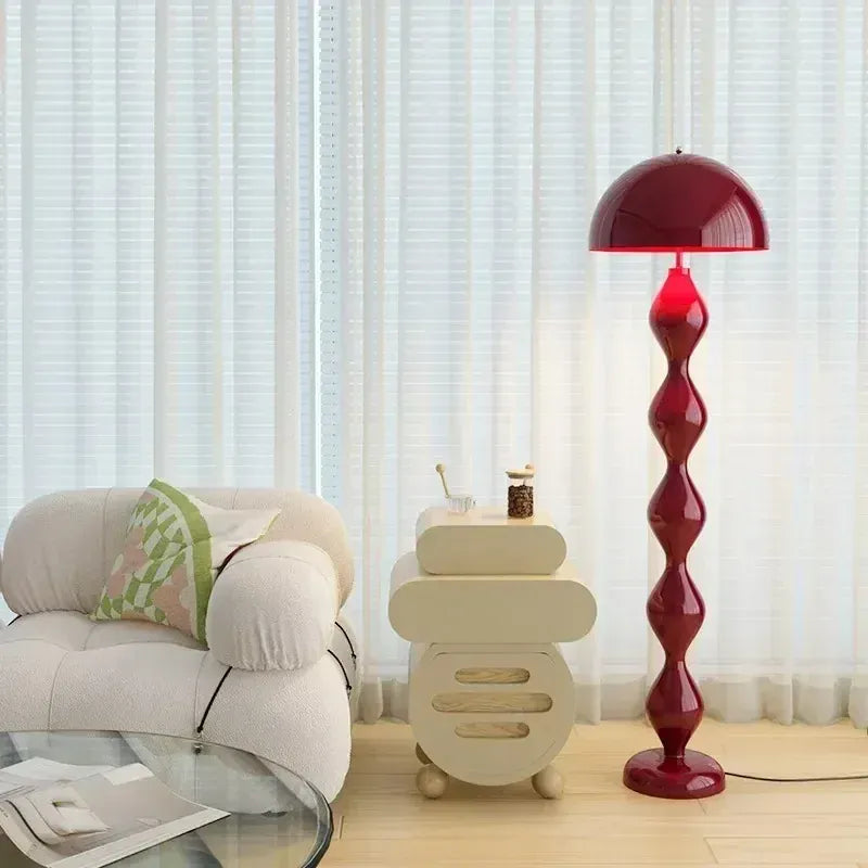 LampeHub red / EU plug / Neutral Light 4000K Nordic Led Floor Lamps Mushroom Round Minimalist Design Home Decor for Living Bedroom Room Corridor Simple Iron Art Luminaire