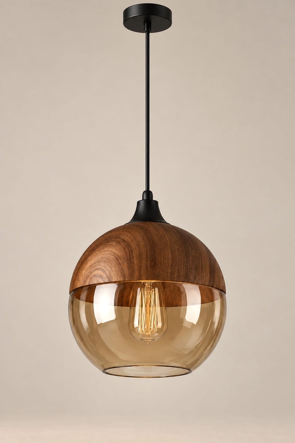 LampeHub Rond / Ampoule non incluse Suspension Luminaire Bois