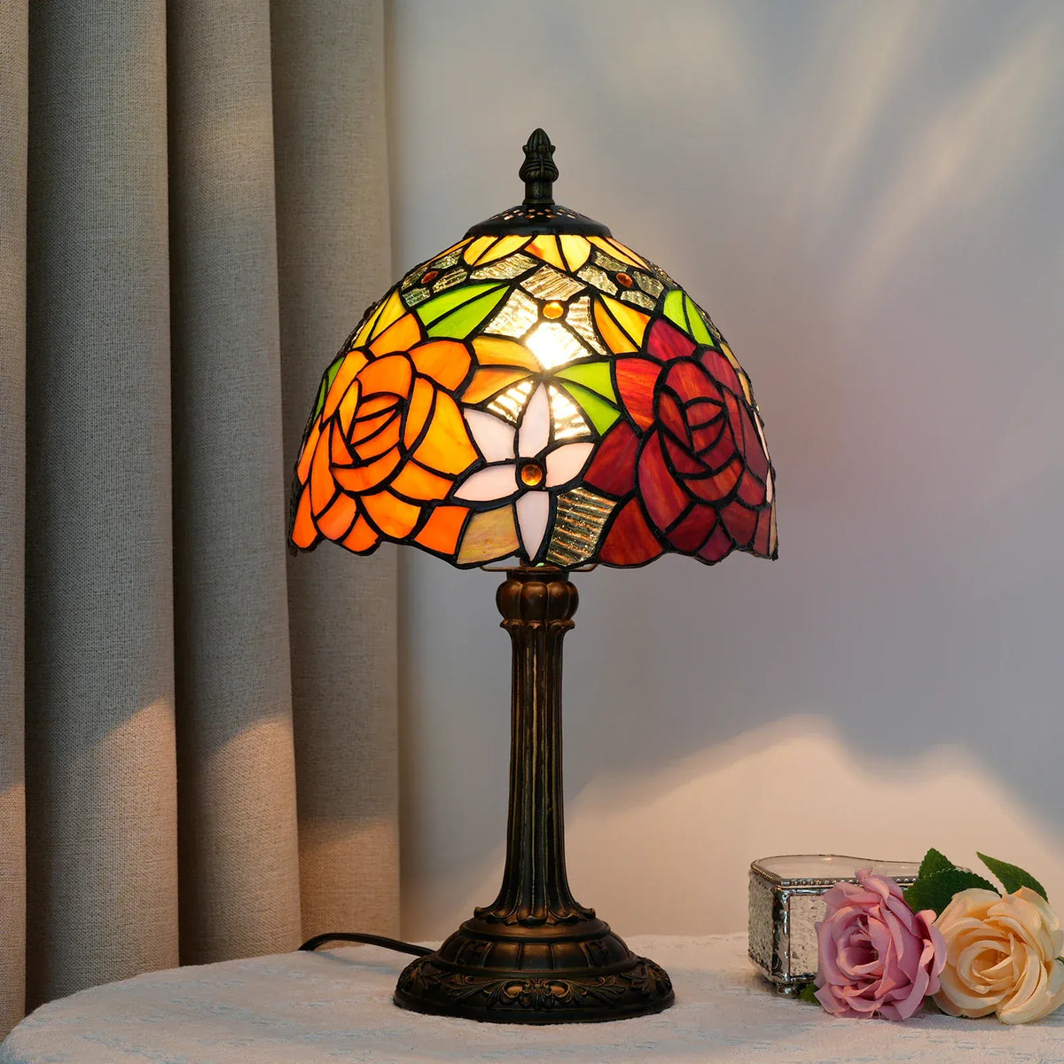 LampeHub Rose étincellant Lampe de chevet Abat Jour à Motif