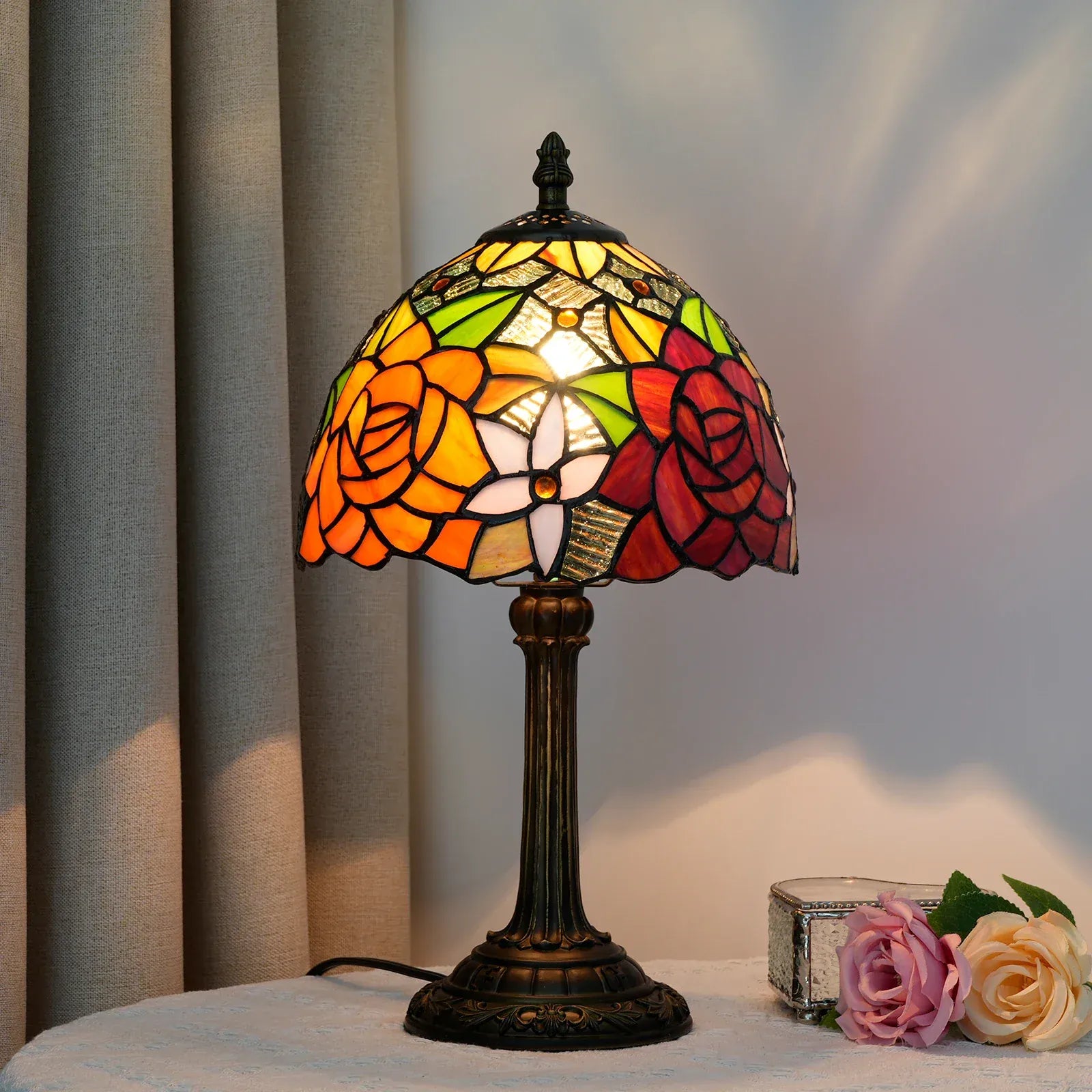 LampeHub Rose étincellant Lampe de chevet Abat Jour à Motif