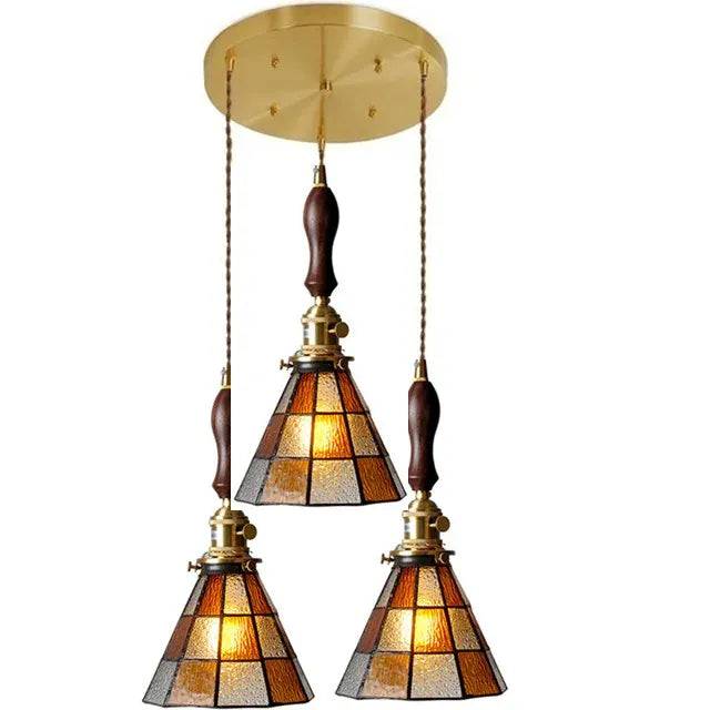 LampeHub S / Warm light Nordic Retro Lattice Pendant Lights Japanese Home Decor Lighting Hanglamp Pendente Simple Bedroom Bedside Pendant Hanging Lamps