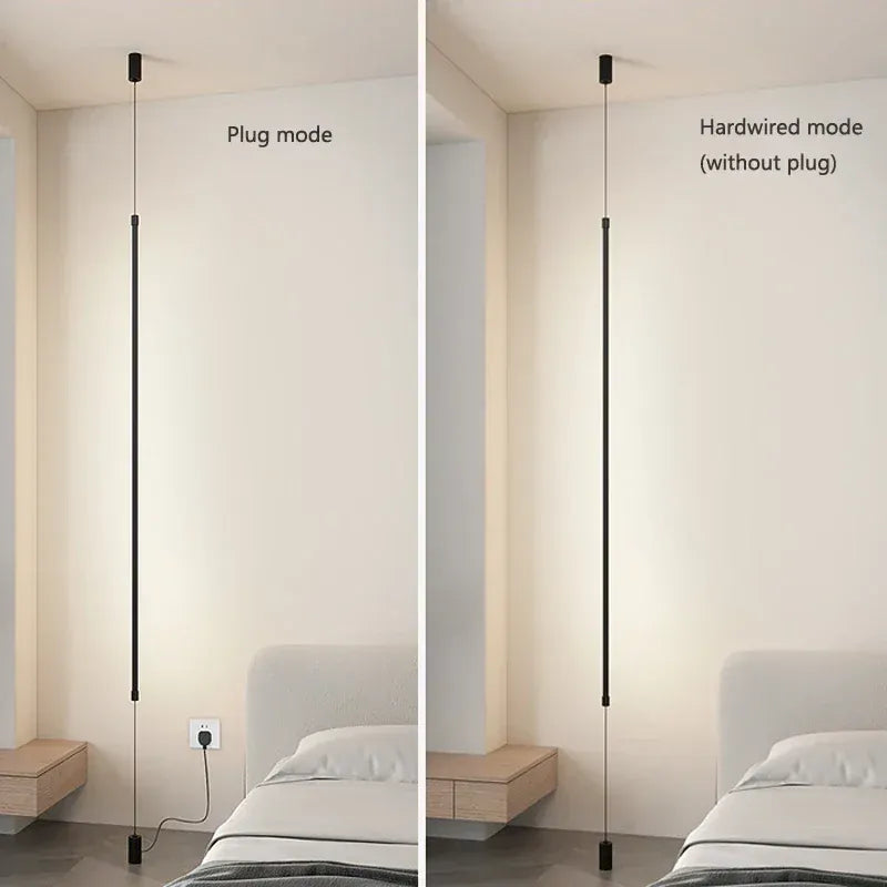 LampeHub Slim Line Floor Light Led Pendant Lamp Suspension Hanging  for Living Room Bedroom