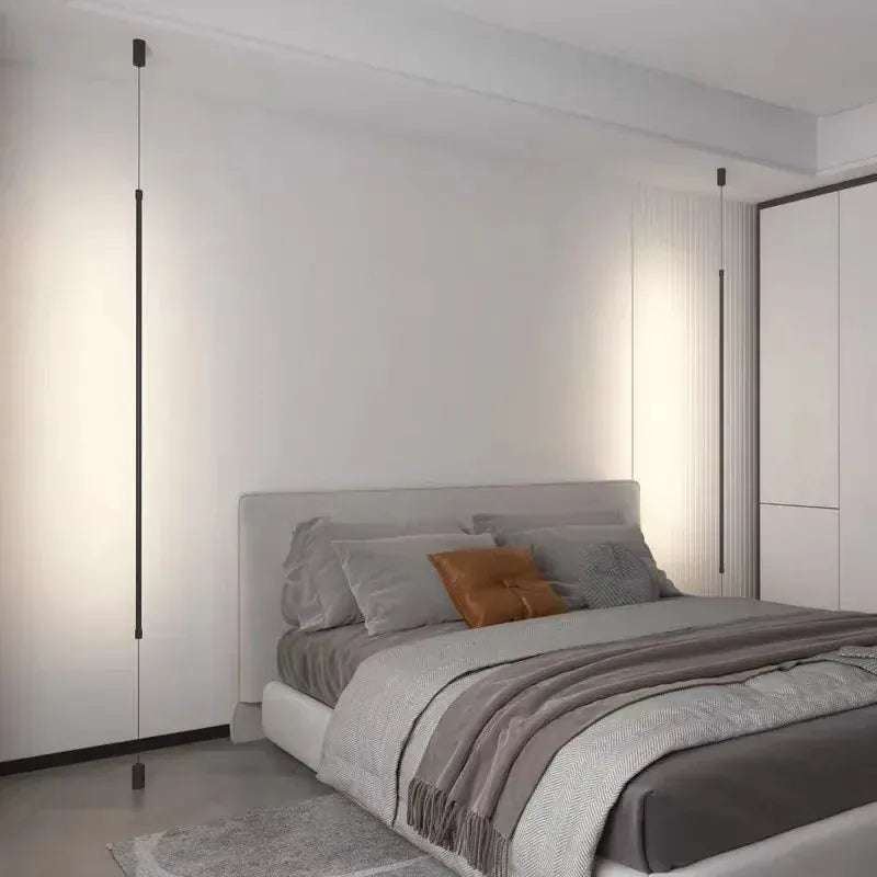 LampeHub Slim Line Floor Light Led Pendant Lamp Suspension Hanging  for Living Room Bedroom