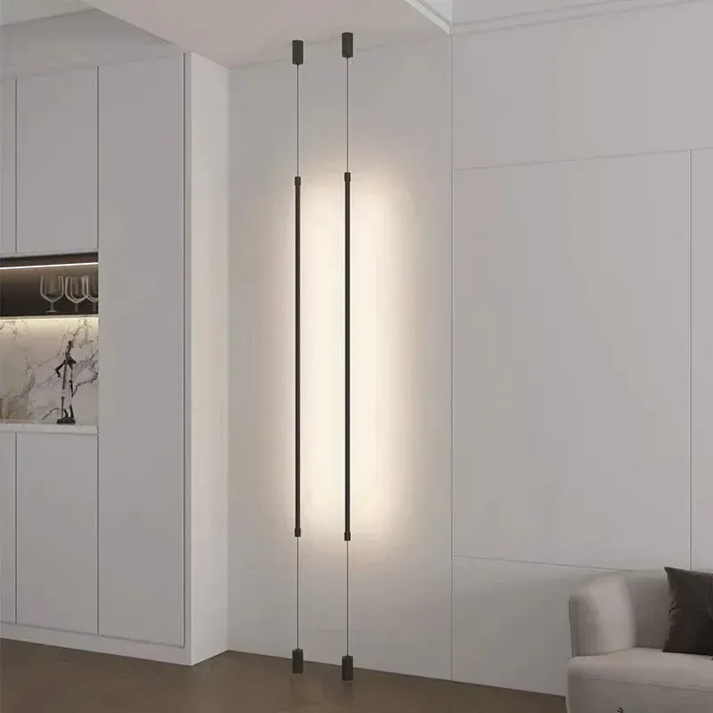 LampeHub Slim Line Floor Light Led Pendant Lamp Suspension Hanging  for Living Room Bedroom