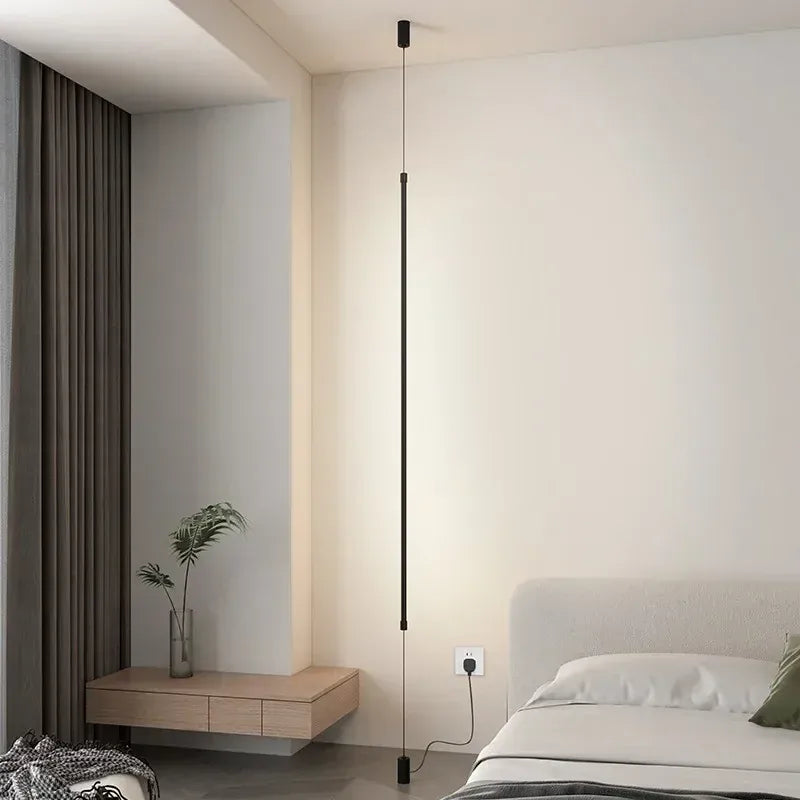 LampeHub Slim Line Floor Light Led Pendant Lamp Suspension Hanging  for Living Room Bedroom