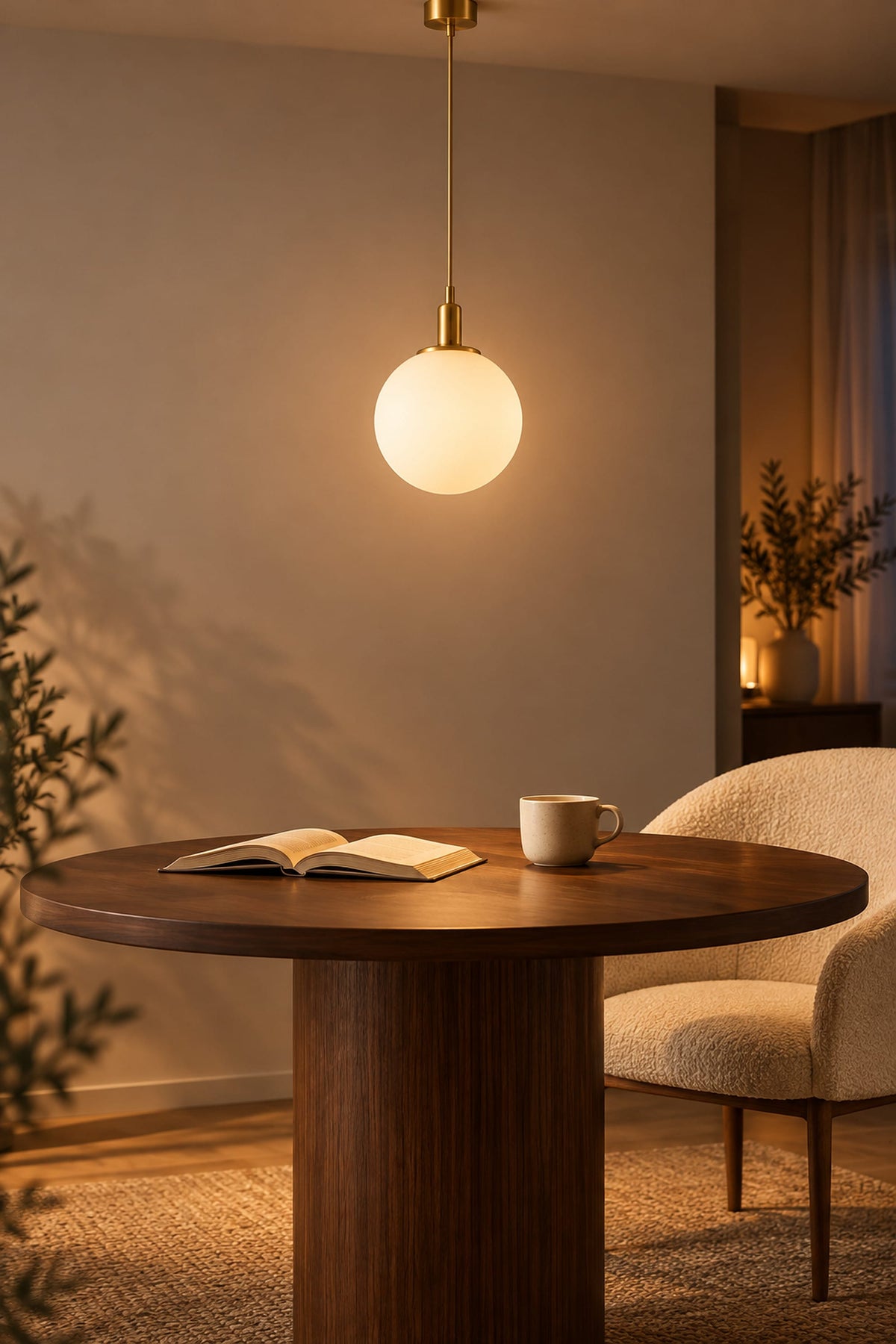 LampeHub Suspension Bauhaus Globe Verre Opalin – Laiton ou Noir