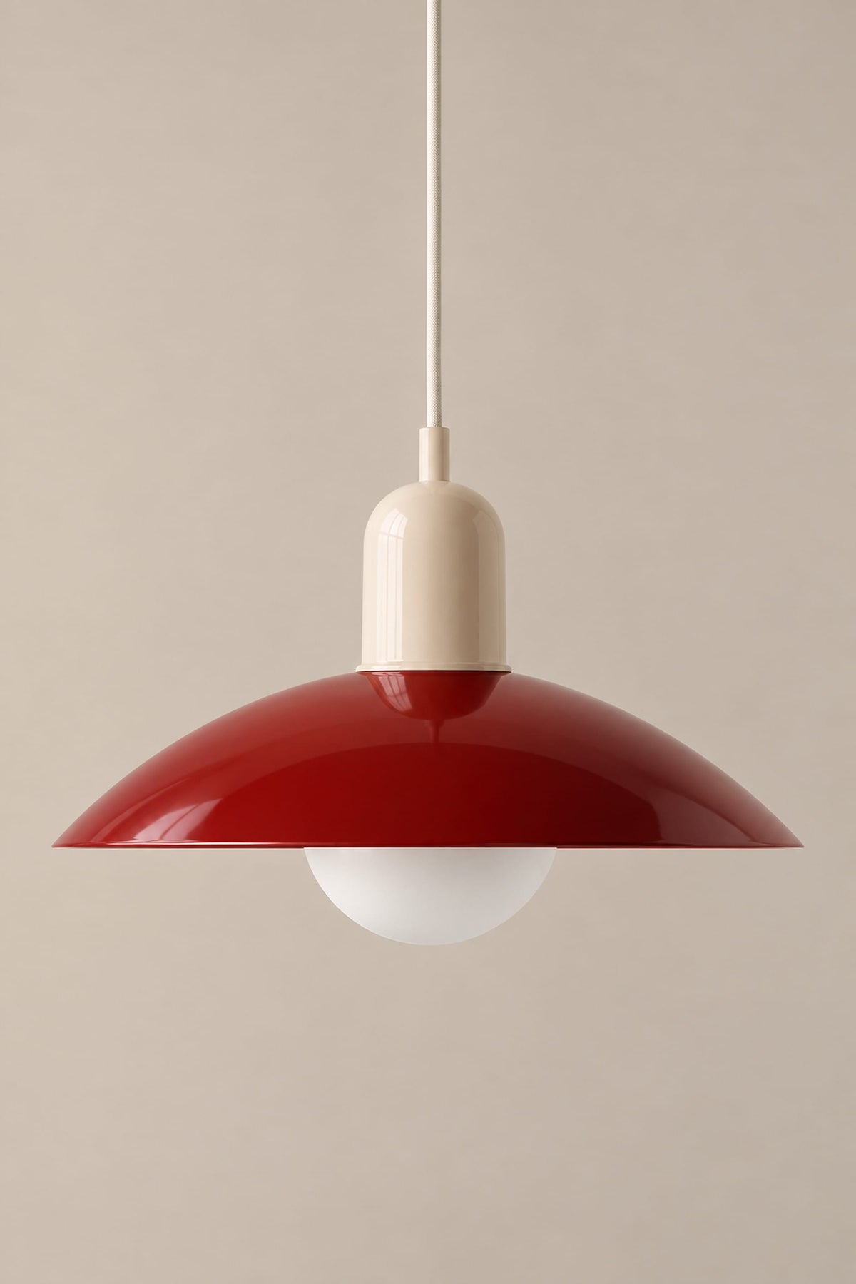 LampeHub Suspension Beige et rouge Suspension Bauhaus Chapeau – Bicolore