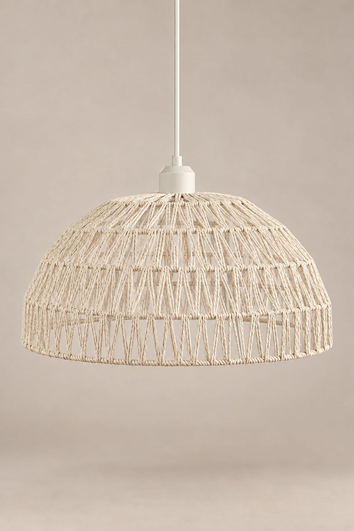 LampeHub Suspension Blanc / Ø22 × 13 cm / Non incluse Suspension Dôme Tressée – Abat-jour Fibre Naturelle