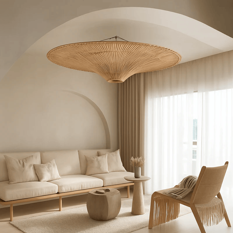 LampeHub Suspension luminaire rotin