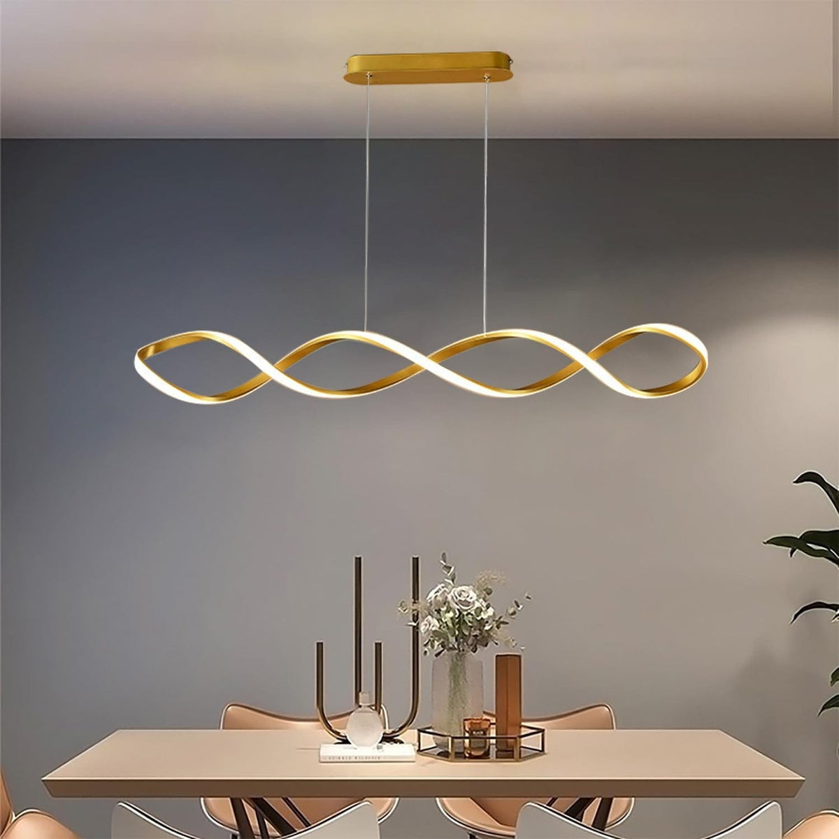LampeHub Suspension luminaire salle à manger curviligne