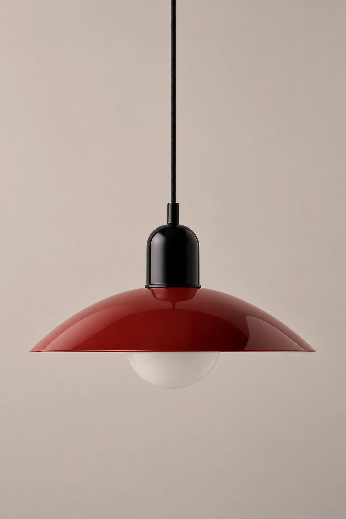 LampeHub Suspension Noir et rouge Suspension Bauhaus Chapeau – Bicolore