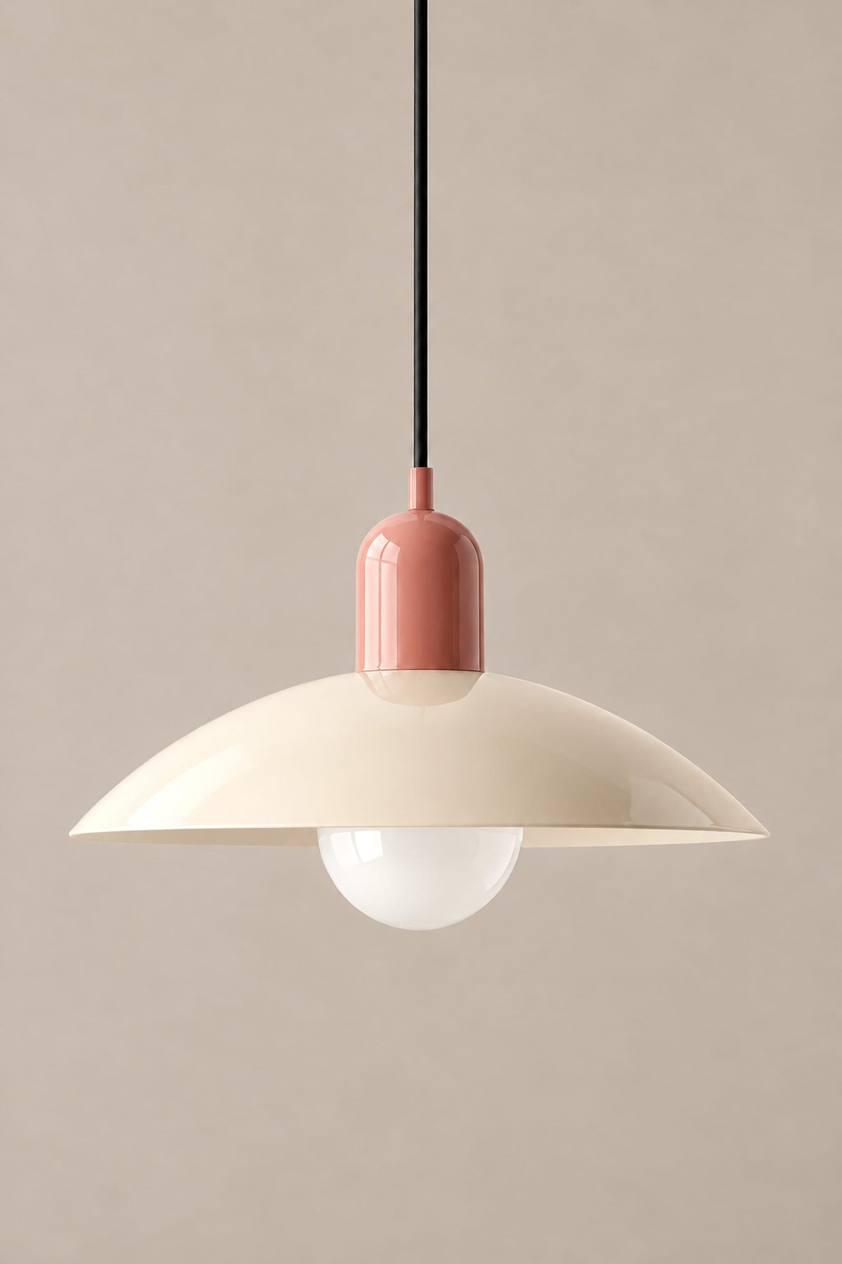 LampeHub Suspension Rose et beige Suspension Bauhaus Chapeau – Bicolore