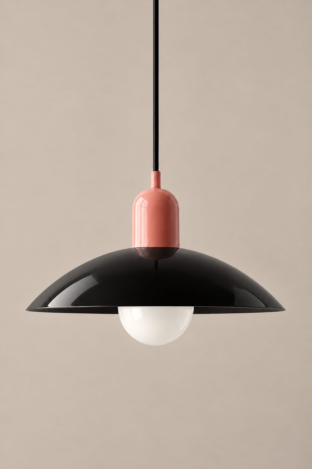 LampeHub Suspension Rose et noir Suspension Bauhaus Chapeau – Bicolore