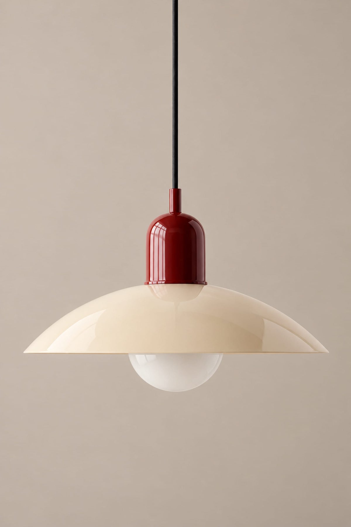 LampeHub Suspension Rouge et beige Suspension Bauhaus Chapeau – Bicolore