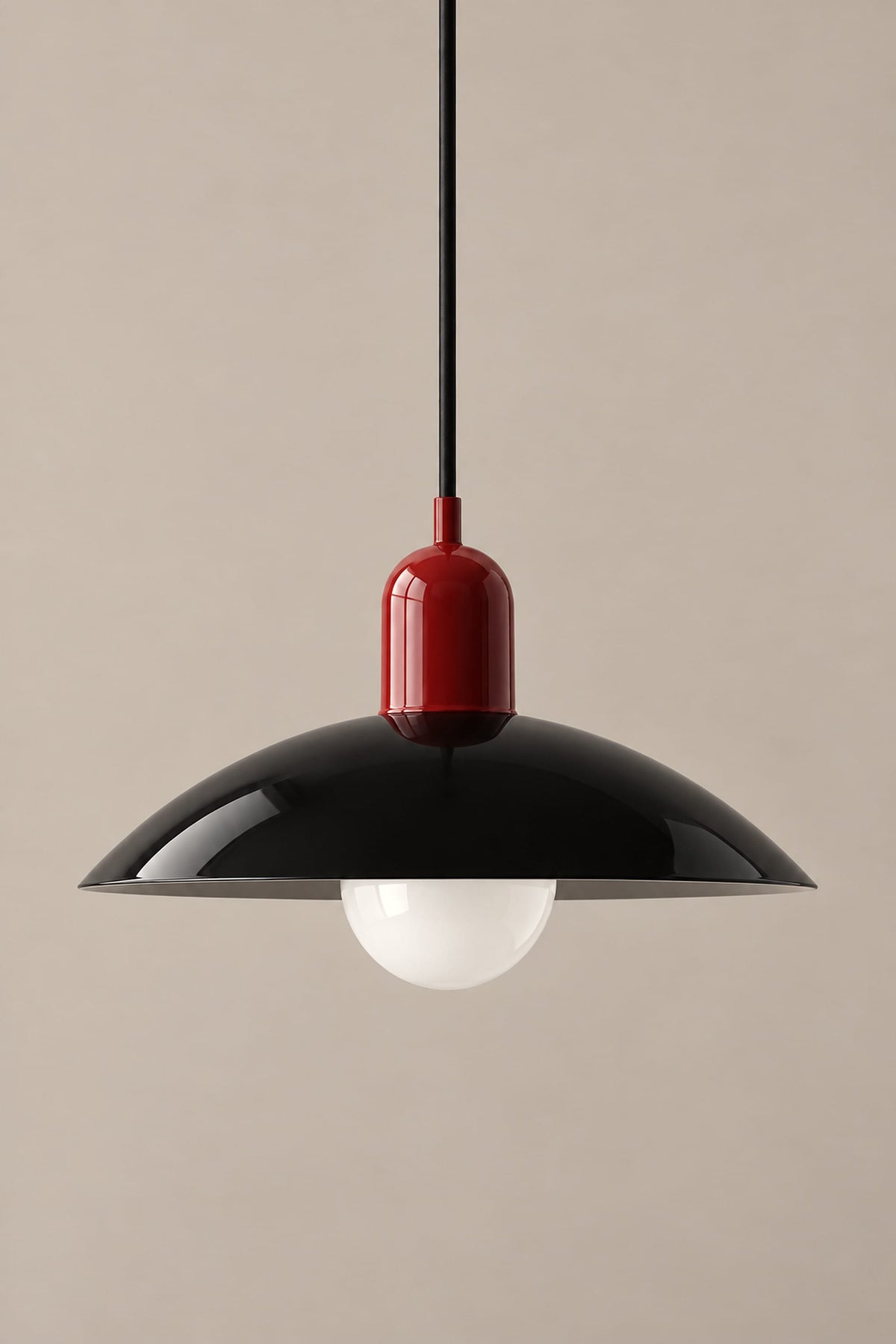 LampeHub Suspension Rouge et noir Suspension Bauhaus Chapeau – Bicolore