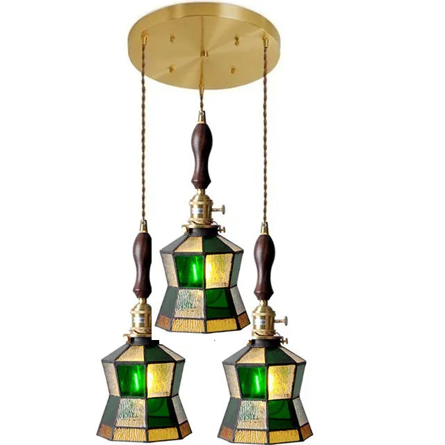 LampeHub U / Warm light Nordic Retro Lattice Pendant Lights Japanese Home Decor Lighting Hanglamp Pendente Simple Bedroom Bedside Pendant Hanging Lamps