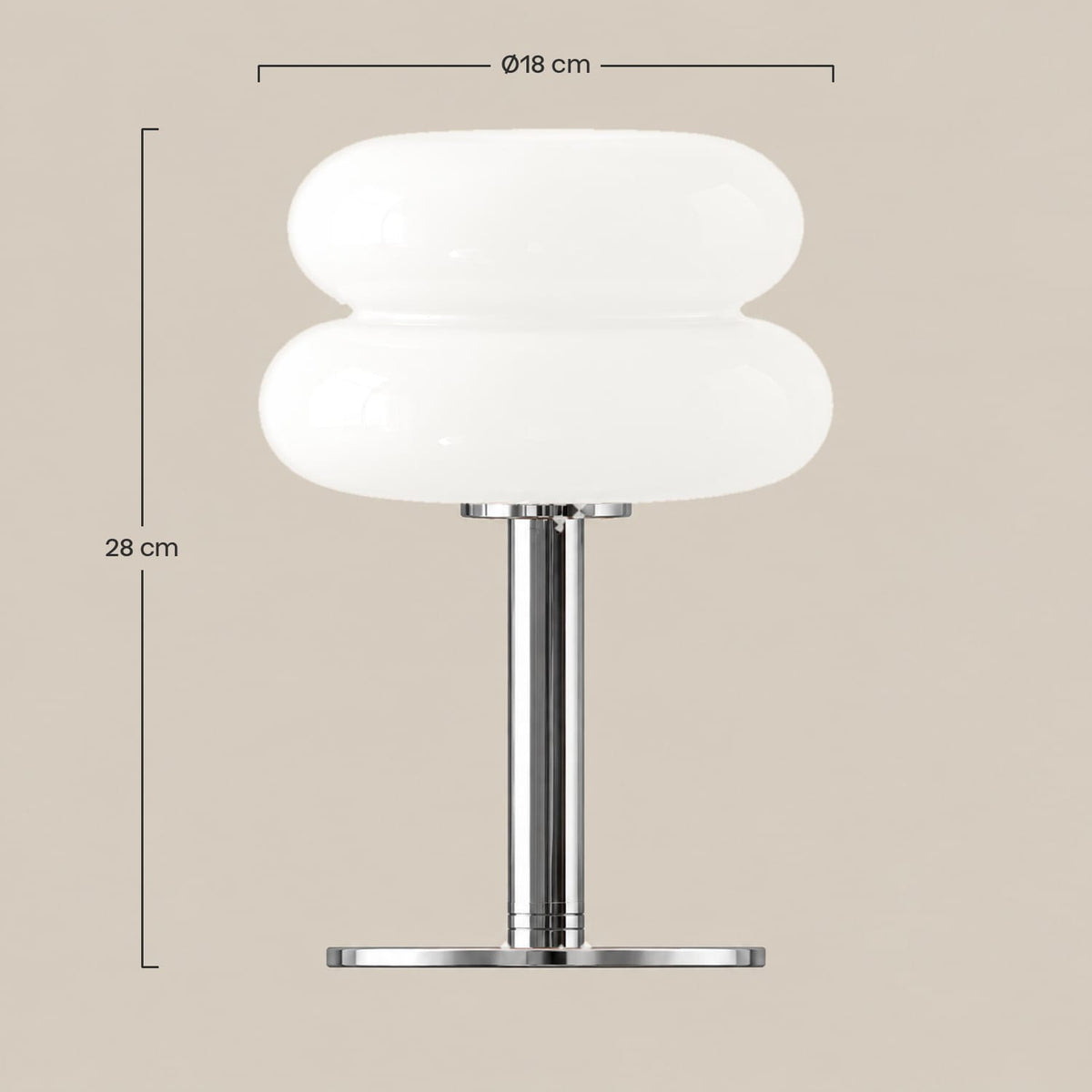 Dimensions – Lampe de Chevet Bauhaus en Verre Blanc – Lampe à Poser Rétro Années 70