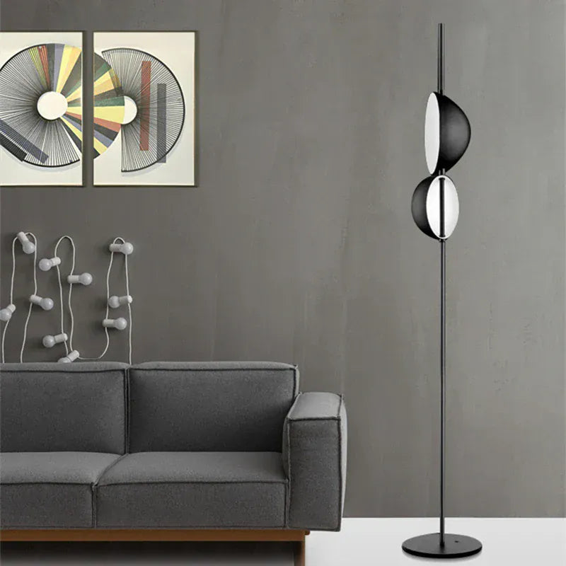 LampeHub Vintage black gold floor lamp LED minimalist Superluna Floor Lamp Double Lampshade reading bedside living room standing lights