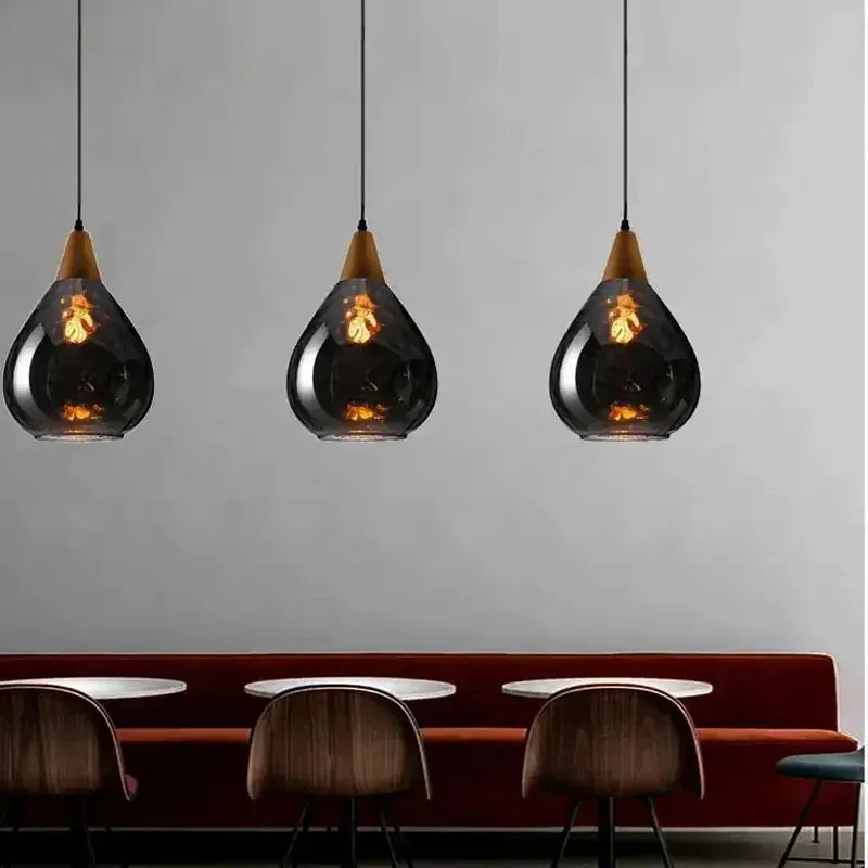 LampeHub Vintage Loft Water Patterned Glass Pendant Light Restaurant Bar Counter Hanging Lamps