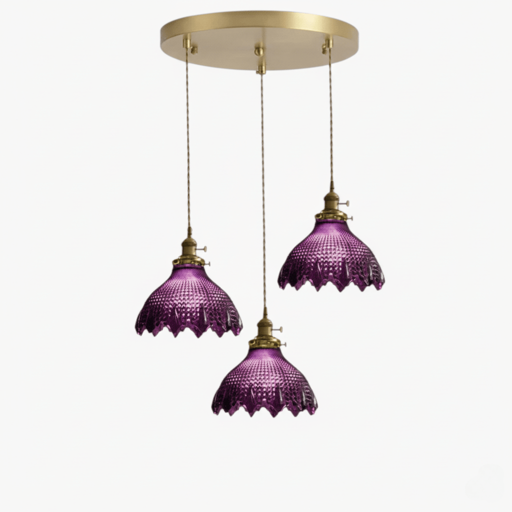 LampeHub Violette Luminaire suspension verre floral