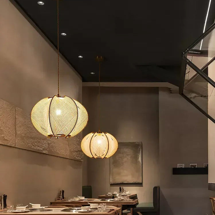 LampeHub Wabi Sabi Pendant Lights Hemp Rope Wood Chandelier Living Room Bedroom Hanging Lamps For Ceiling Room Decor Lustre