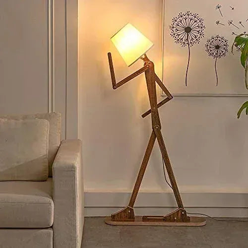 LampeHub Walnut / Warm light / EU Plug DIY Floor Light LED Humanoid Puppet Sofa with Personalized Decoration Cartoon Bedroom Standing Light