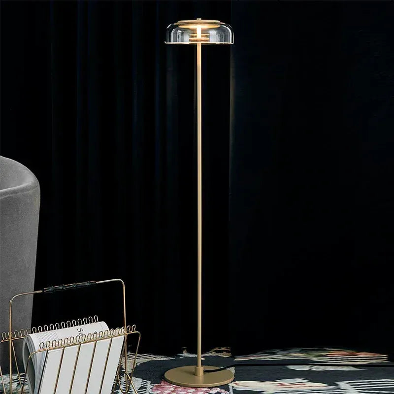 LampeHub Warm Light Glass Standing Lamp for Bedroom Living Room Decor Nordic Creative Study Bedroom Bedside Vertical Light Designer Led Floor Light