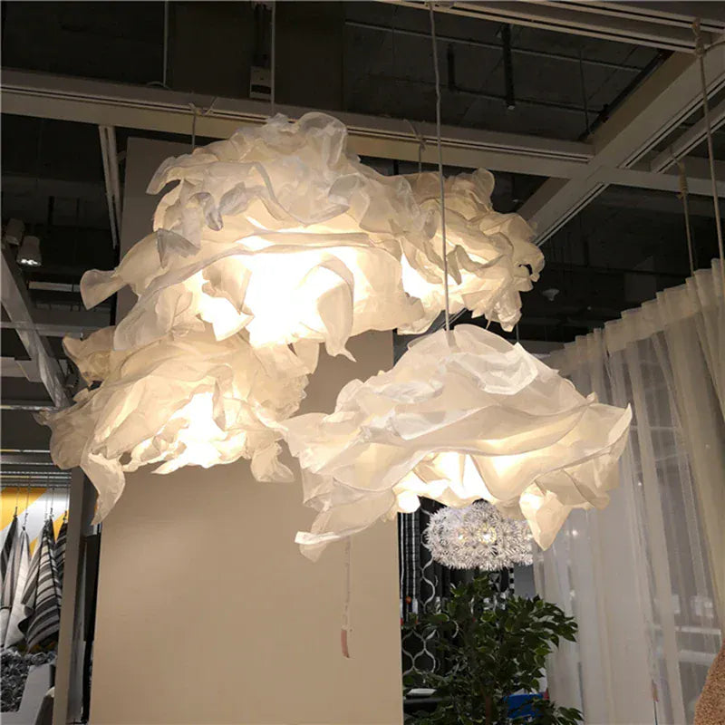 LampeHub White DIY Paper Chandeliers Cloud Bedroom Lamp Modern Creative Living Room Dining Room Lighting Decorative Hanging Lamps E27