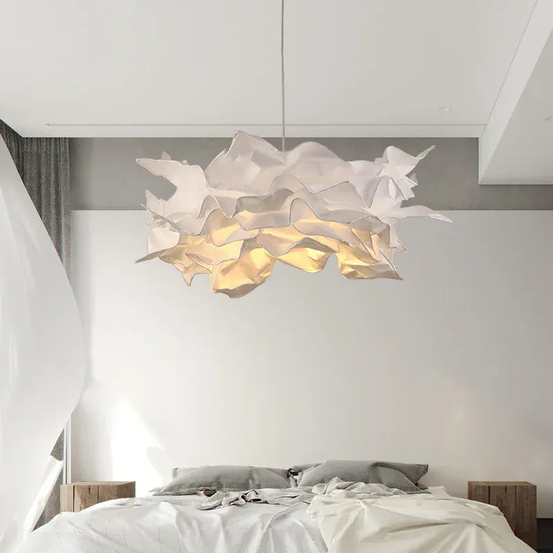 LampeHub White DIY Paper Chandeliers Cloud Bedroom Lamp Modern Creative Living Room Dining Room Lighting Decorative Hanging Lamps E27