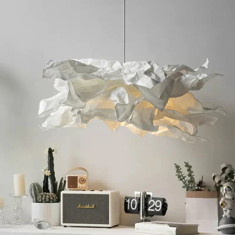 LampeHub White DIY Paper Chandeliers Cloud Bedroom Lamp Modern Creative Living Room Dining Room Lighting Decorative Hanging Lamps E27