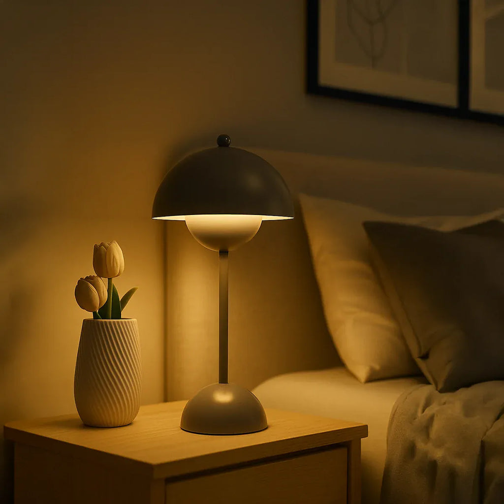 Ma boutique Gris Lampe de chevet champignon Gris - Sans fil