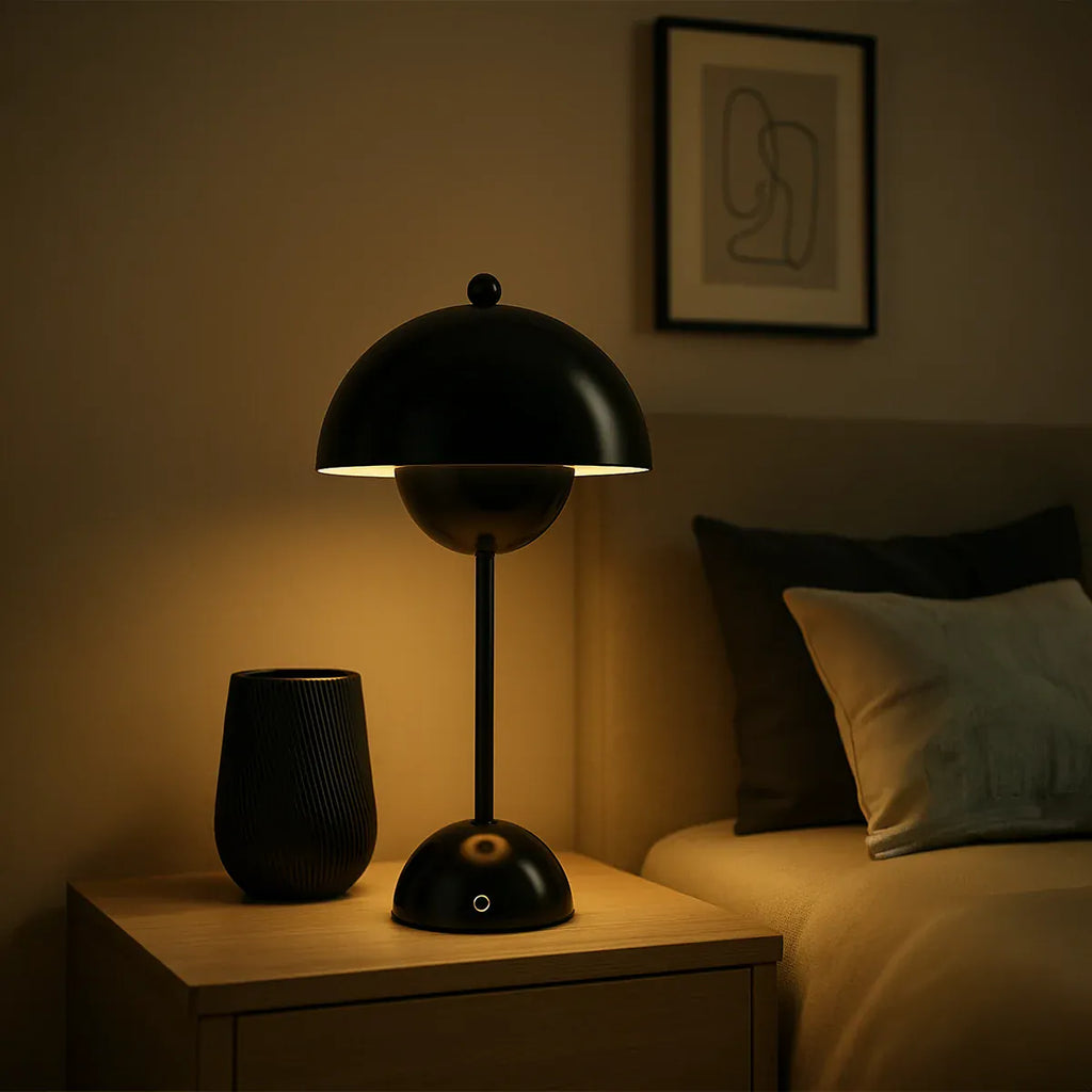 Ma boutique Noir Lampe de chevet champignon Noir - Sans fil