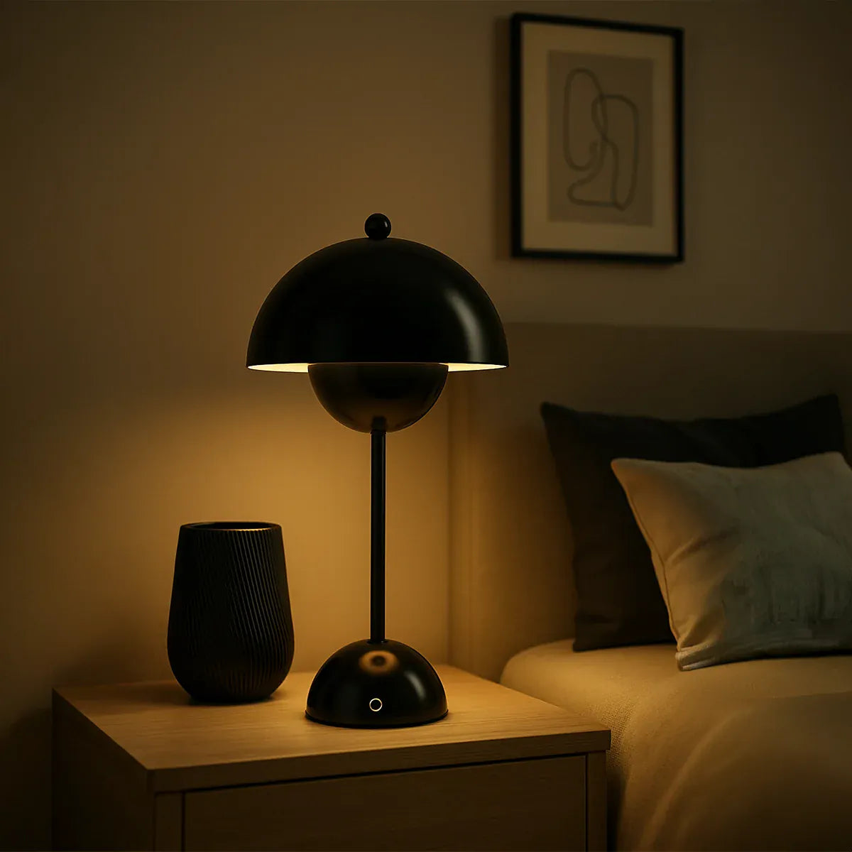 Ma boutique Noir Lampe de chevet champignon Noir - Sans fil