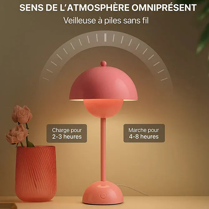 Ma boutique Rose Lampe de chevet champignon Rose - Sans fil