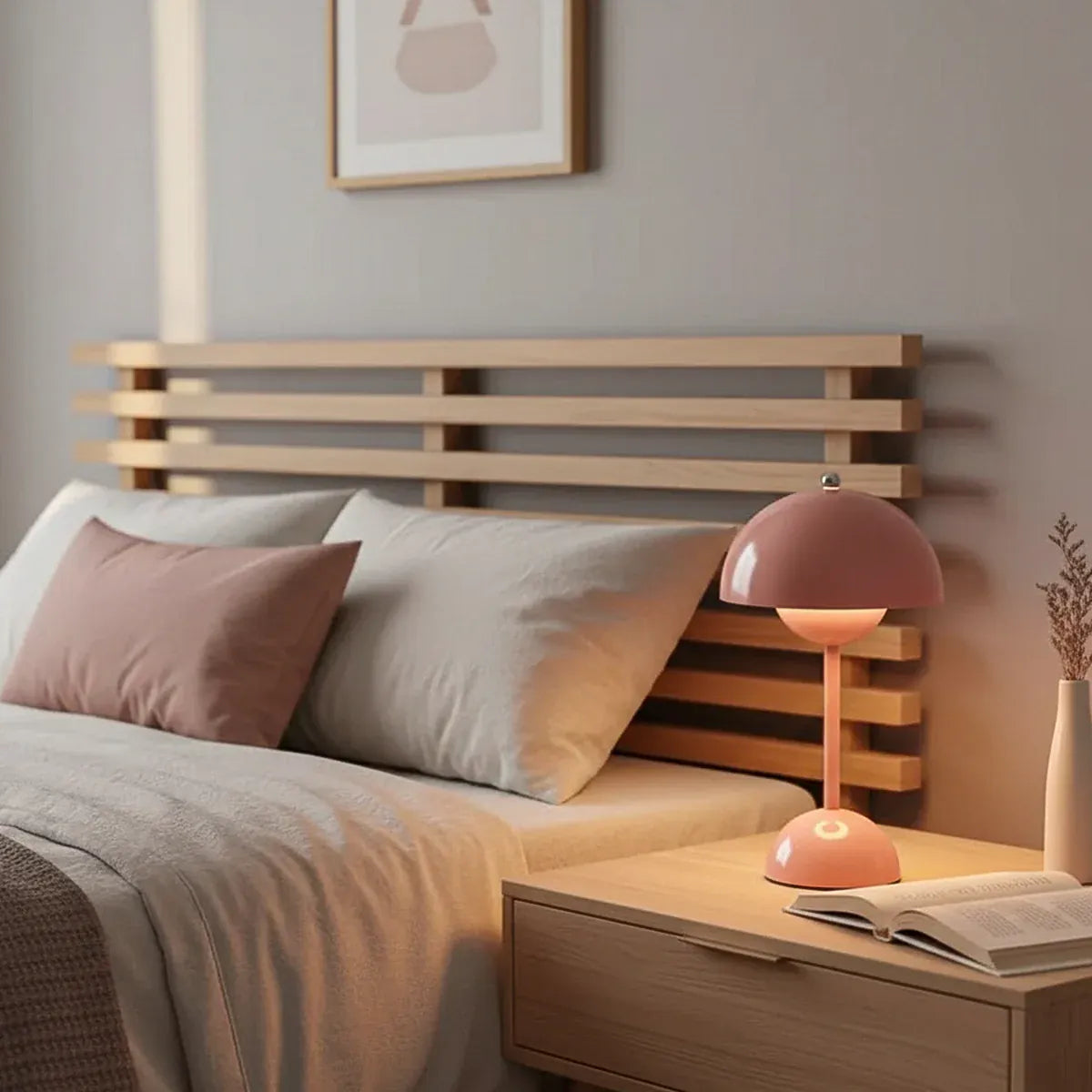 Ma boutique Rose Lampe de chevet champignon Rose - Sans fil