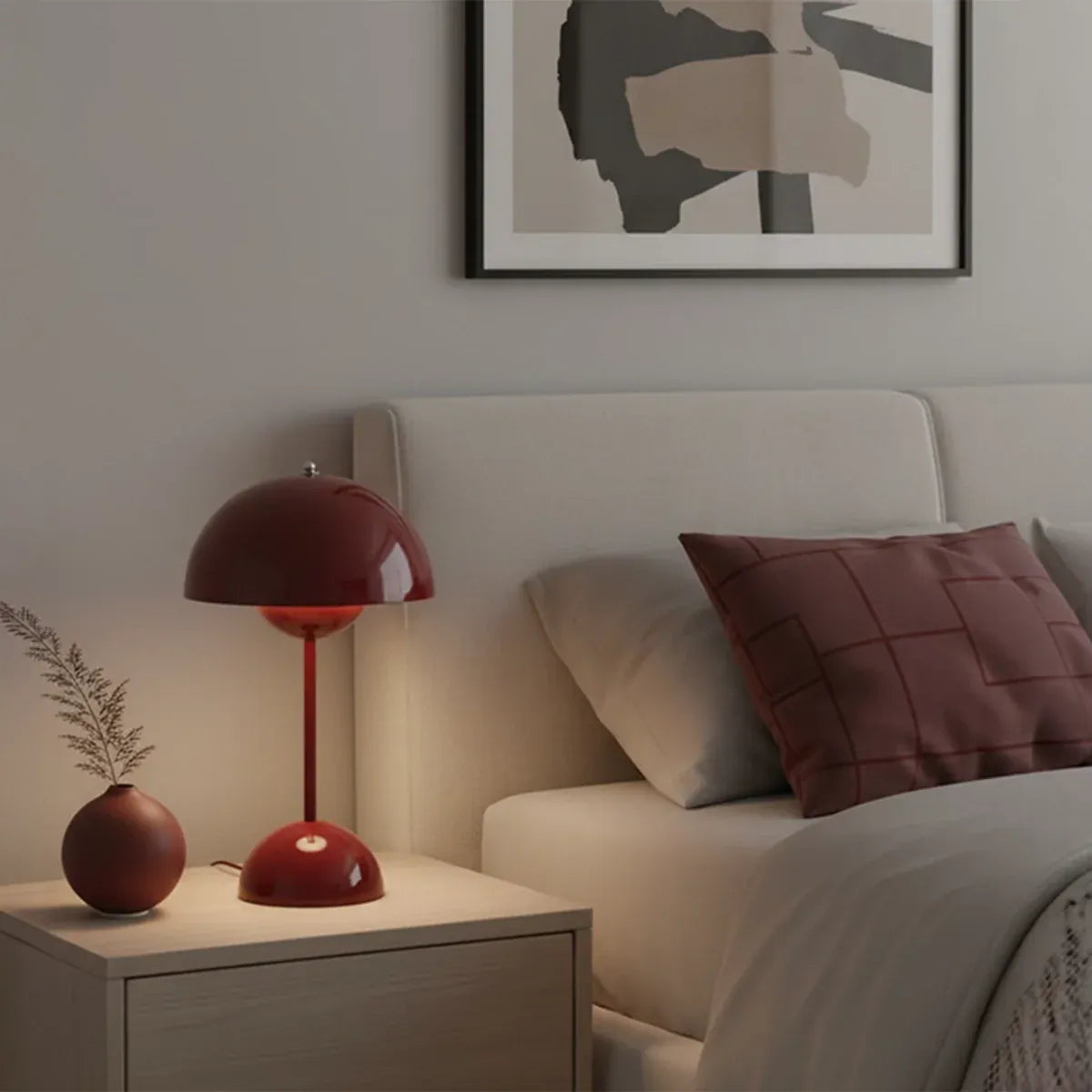 Ma boutique Rouge Lampe de chevet Champignon Rouge - Sans fil